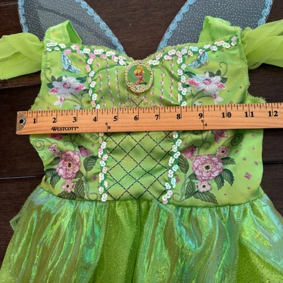 ❤️3/$30 Disney Tinker Bell Green Fairy Costume Dress with Wings - Child XS(4/5) - Picture 7 of 10
